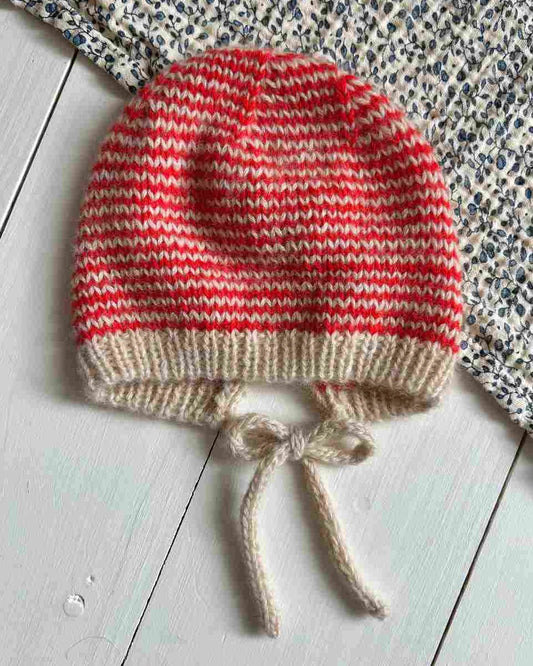 Babymütze rot weiß gestrickt handgestrickt