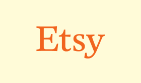 Logo di Etsy con caratteri bianchi su sfondo crema