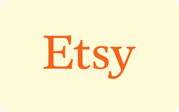 クリーム色の背景に白いフォントの Etsy ロゴ