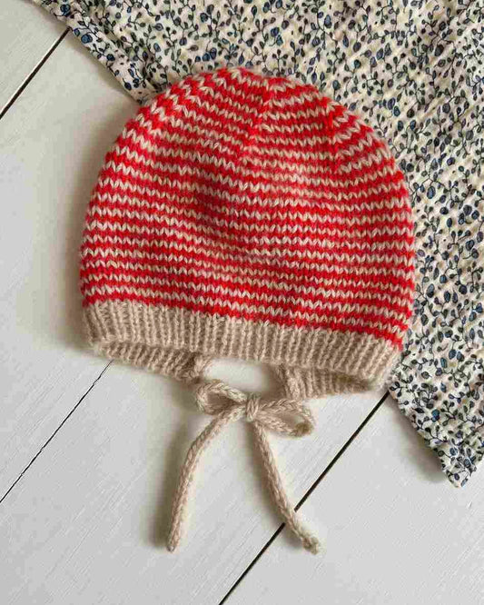 Babymütze rot weiß gestrickt handgestrickt