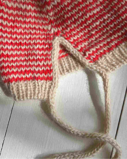 Babymütze rot weiß gestrickt handgestrickt