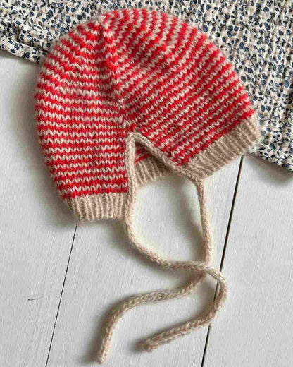 Babymütze rot weiß gestrickt handgestrickt